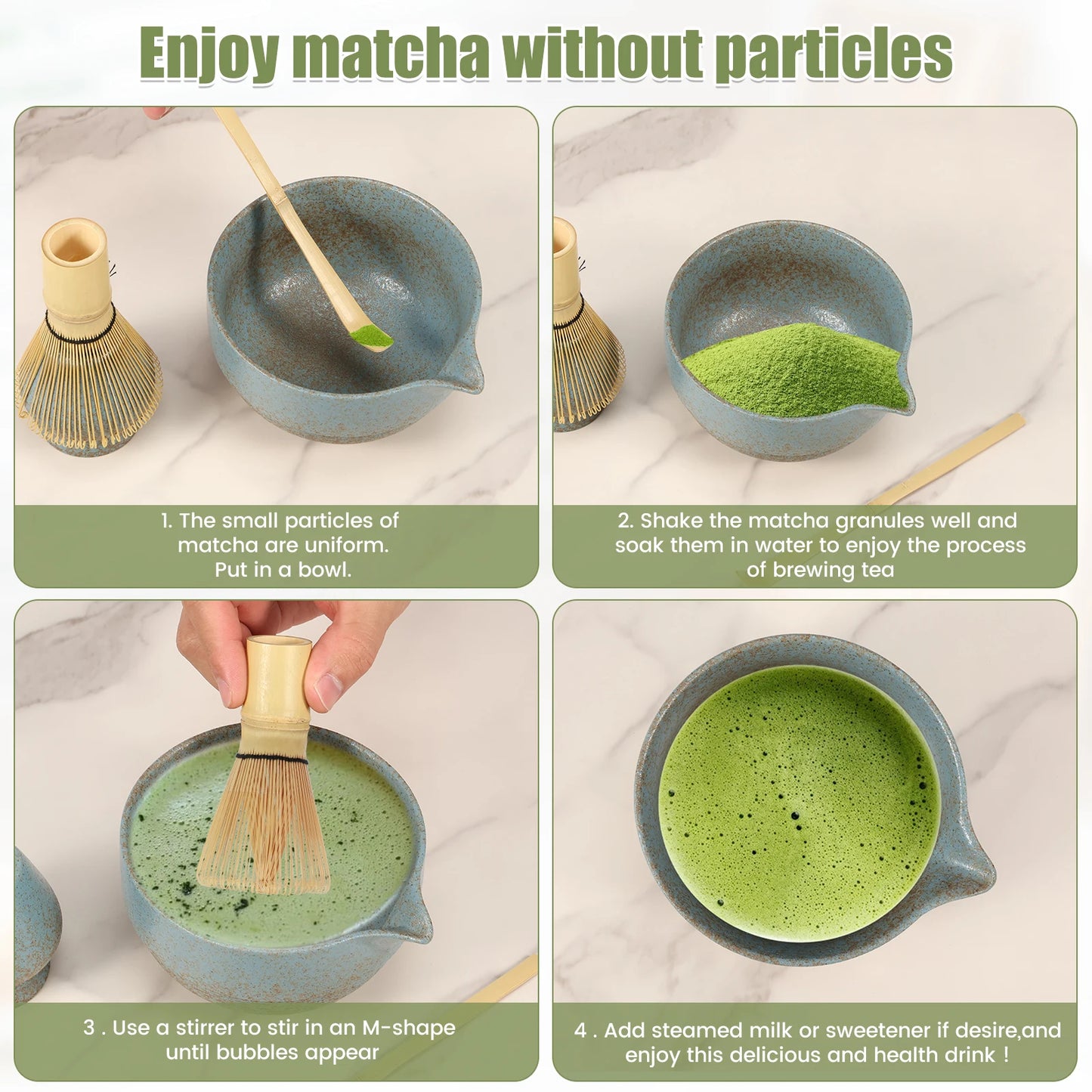 5PCS Japanese Matcha Tea Set Includes Matcha Bowl w Spout Matcha Whisk Holder Matcha Whisk Tea Scoop Tea-making Tools Accessorie