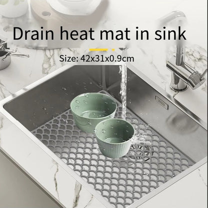 Anti Slip Silicone Sink Mat Essential Kitchen Accessory for Protecting Dishes and Reducing Noise in Center Drain Sinks
