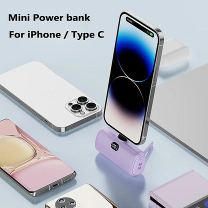 New Mini Capsule Power Bank Pocket Fast Charging Digital Display Power Bank Holder Portable Power Bank for iPhone,Xiaomi,Huawei