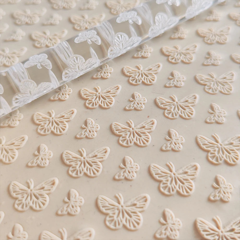 Decorating Holiday Cookies, Personalizing Clay Jewelry Artisan Pastry With Butterfly Heart Designs Rolling Pin