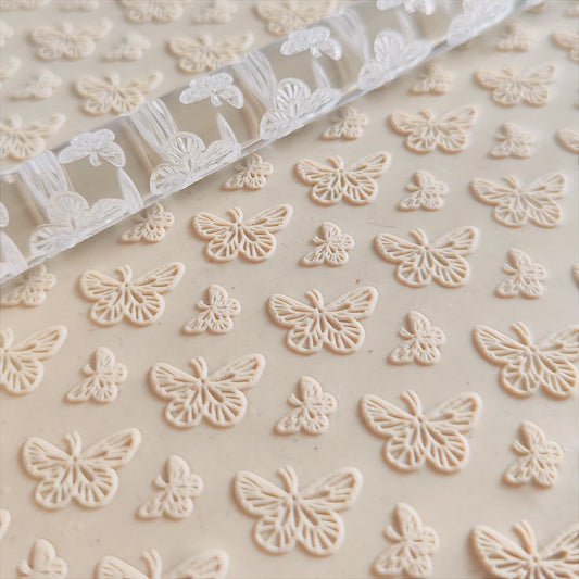 Decorating Holiday Cookies, Personalizing Clay Jewelry Artisan Pastry With Butterfly Heart Designs Rolling Pin