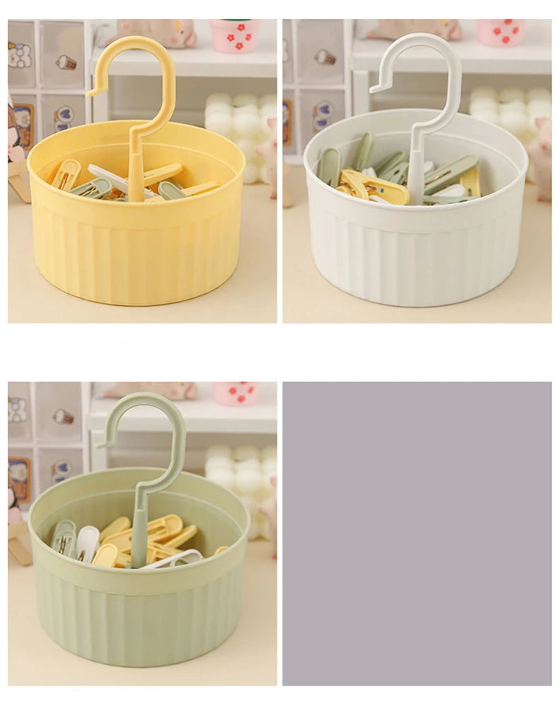 24PCS Laundry Clip Non-slip Windproof Metal Spring Clothes Peg Clothespin Windproof Laundry Clips Drying Racks with Basket