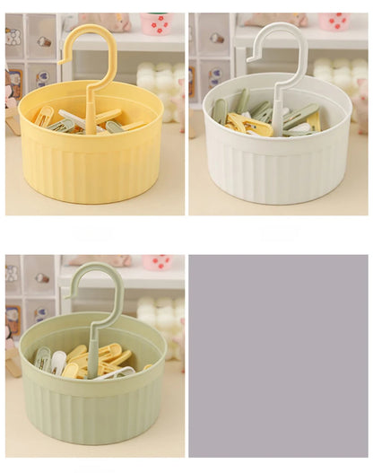 24PCS Laundry Clip Non-slip Windproof Metal Spring Clothes Peg Clothespin Windproof Laundry Clips Drying Racks with Basket