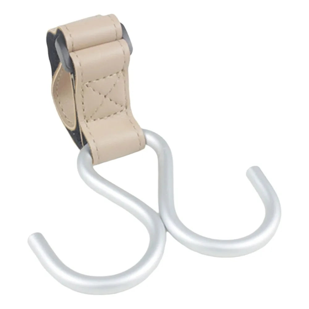 Cute S Shape Baby Stroller Hooks Double Hook PU Hanging Hook Cart Organizer Solid Color Stroller Accessories Baby