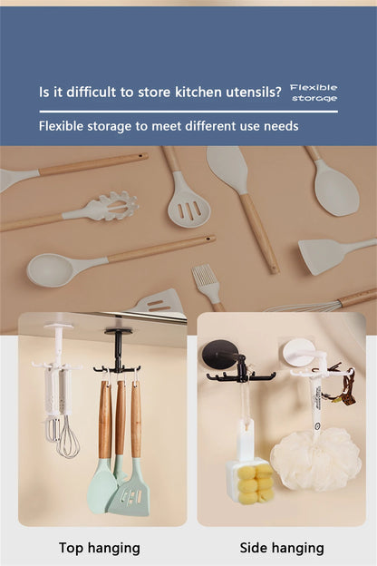 Upgraded Multi-function Rotatable 7-claw Hook 360 ° Seamless Punch Free Hook Kitchen Storage Hook Self Adhesive Bath Hooks