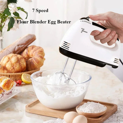 Electric Flour Blender Egg Beater Handheld Food Cake Bread Baking Dough Mixer for Kitchen Cooking 7 Speed Cream Blender
