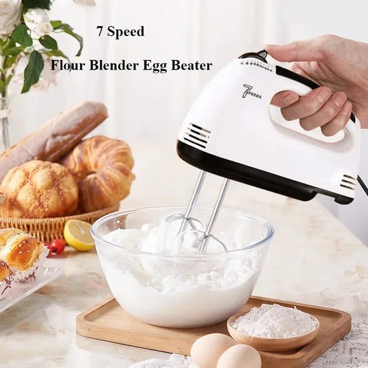 Electric Flour Blender Egg Beater Handheld Food Cake Bread Baking Dough Mixer for Kitchen Cooking 7 Speed Cream Blender