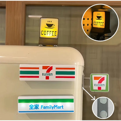 New Convenience Store Refrigerator Stickers Magnetic Fridge Stickers Lightbox Toy Model Light Signs Home Decorative Ornaments