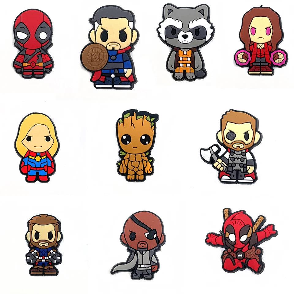 28styles Movies Super Hero Shoe Charms for Clogs Sandals Decorations shoes Accessories PVC Charms Cartoon Kids Gifts
