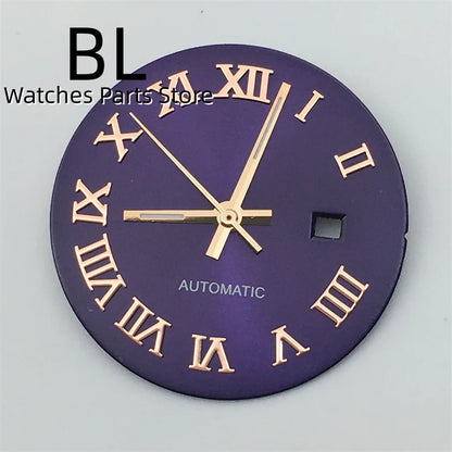 BLIGER 24.5mm Watch Dial Hand Set Sunburst Gray Rose White Mother Pearl Dial Roman Diamond Index Fit NH05 Movement Women Watches