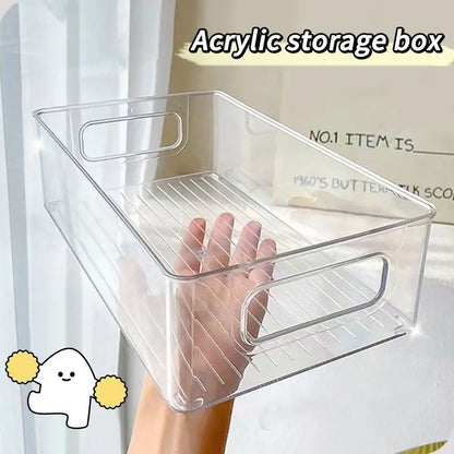 Drawer Organizer Bin Clear Stackable Fruit Food Jars Book Cosmetic Jewelry Storage Box Transparent Fridge Storage Bin Containers