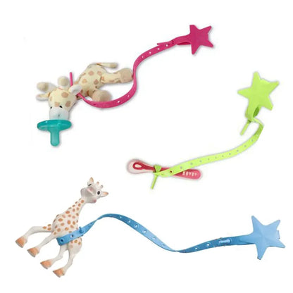Baby Stroller Hook Silicone Star Pacifier Chain Non-Toxic Teether Strap Kids Toy Holder Organizer Stroller Accessories