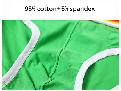 Sexy Mens Underwear Rainbow Belt Briefs Fashion Cotton Panties Youth Breathable Underwear Briefs Low Waist Underpants For Male