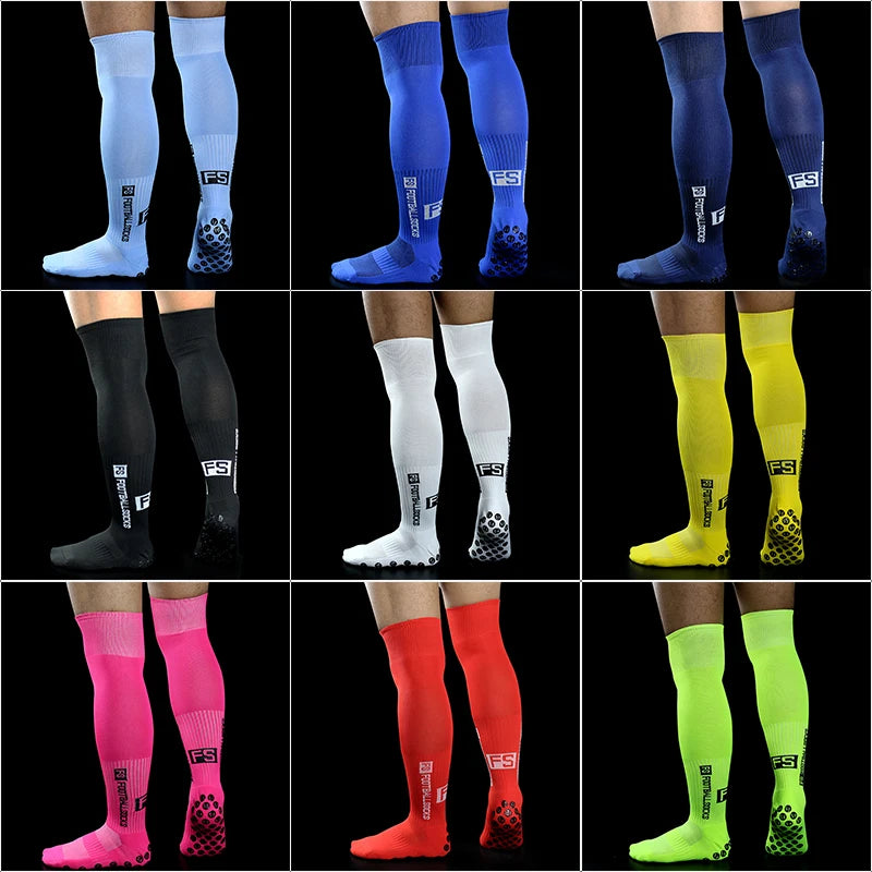 New Long FS Soccer Socks Men Women Sports Round Silicone Non-Slip Grip Football Socks