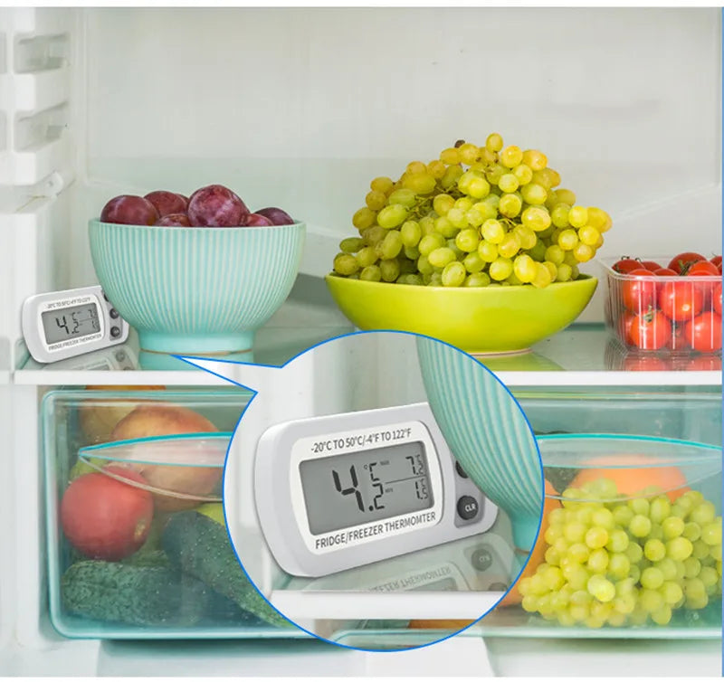 Electronic Digital Refrigerator Thermometer LCD Screen Fridge Freezer Temperature With High & Low -20°C To 50°C Anti-humidity