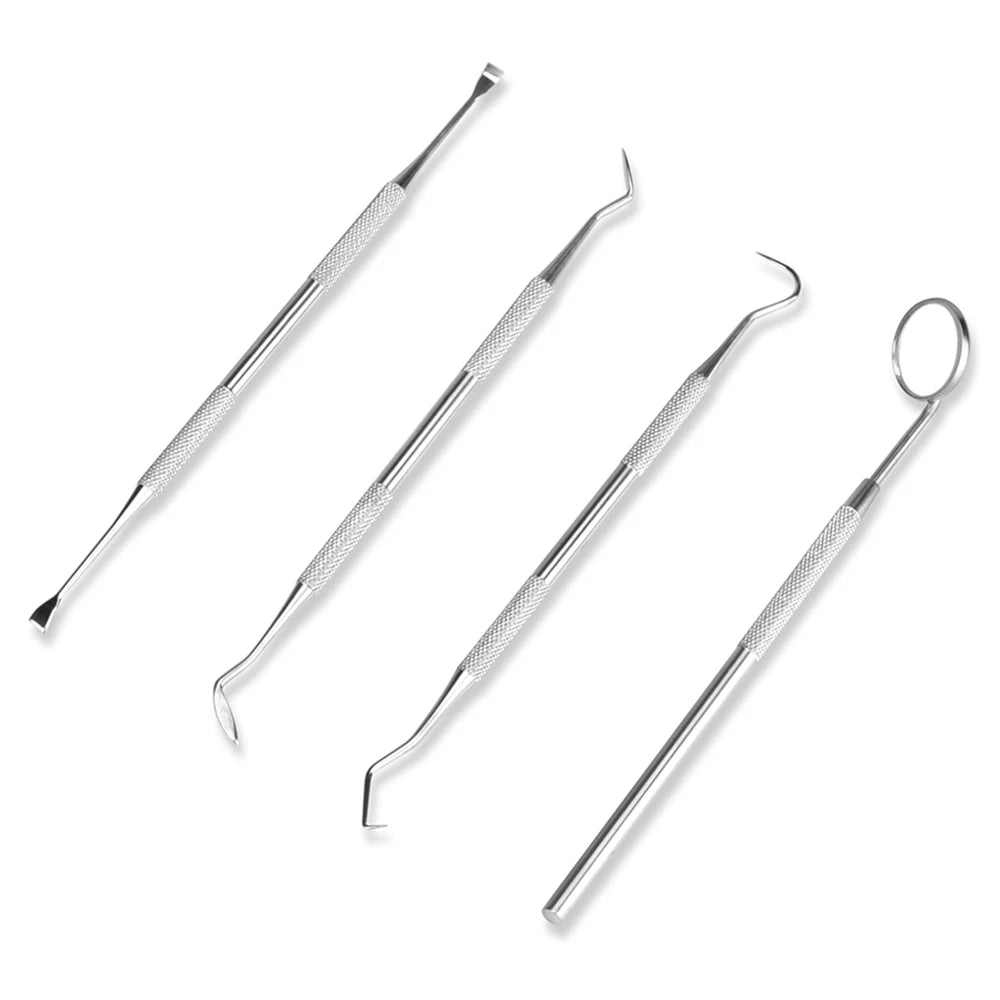 4 pcs Dental Hygiene Tool Kit Instruments Dentist Tartar Scraper Scaler Calculus Plaque Remover Teeth Cleaning Oral Care Tool