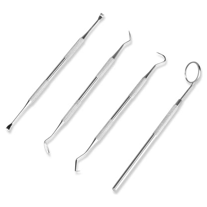 4 pcs Dental Hygiene Tool Kit Instruments Dentist Tartar Scraper Scaler Calculus Plaque Remover Teeth Cleaning Oral Care Tool