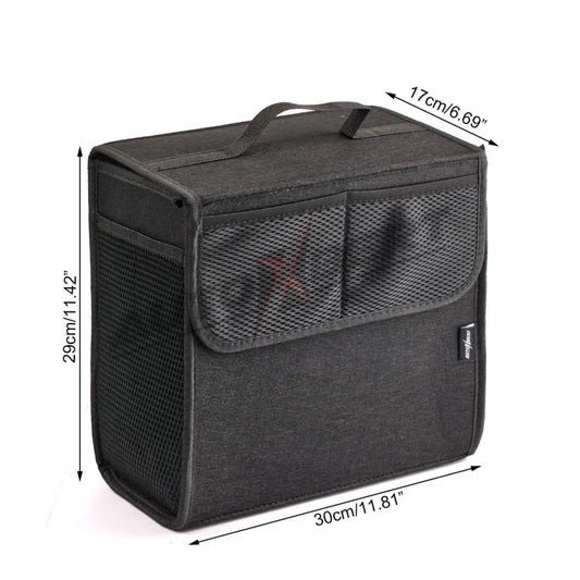 Car Trunk Organizer Felt Boot Organiser Storage Bag Box Portable Handbag Cargo Tool Holder Mesh Net Pocket Collapsible Universal