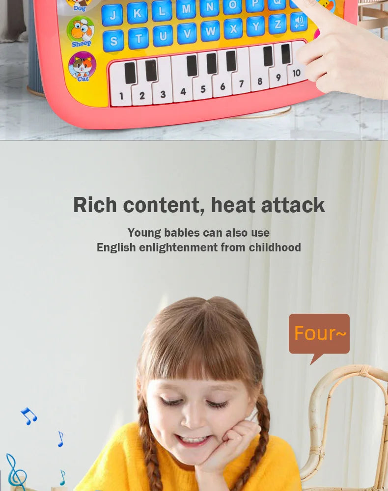 English Early Education Tablet Learning Machine with Functional Generate Sound and Light Touch Screen Tablet Toys for Kids