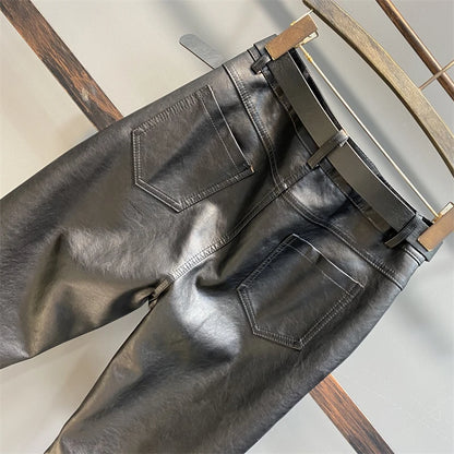 Palazzo Pants Women's Pants Imitation Leather Trousers 2023 New Autumn And Winter Pu Pencil High Faux pants