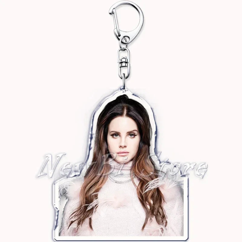 Hot Singer Lana Del Rey Keychain for Accessories Bag Pendant Born To Die Ultraviolence Key Chain Ring Keyring Jewelry Fans Gifts