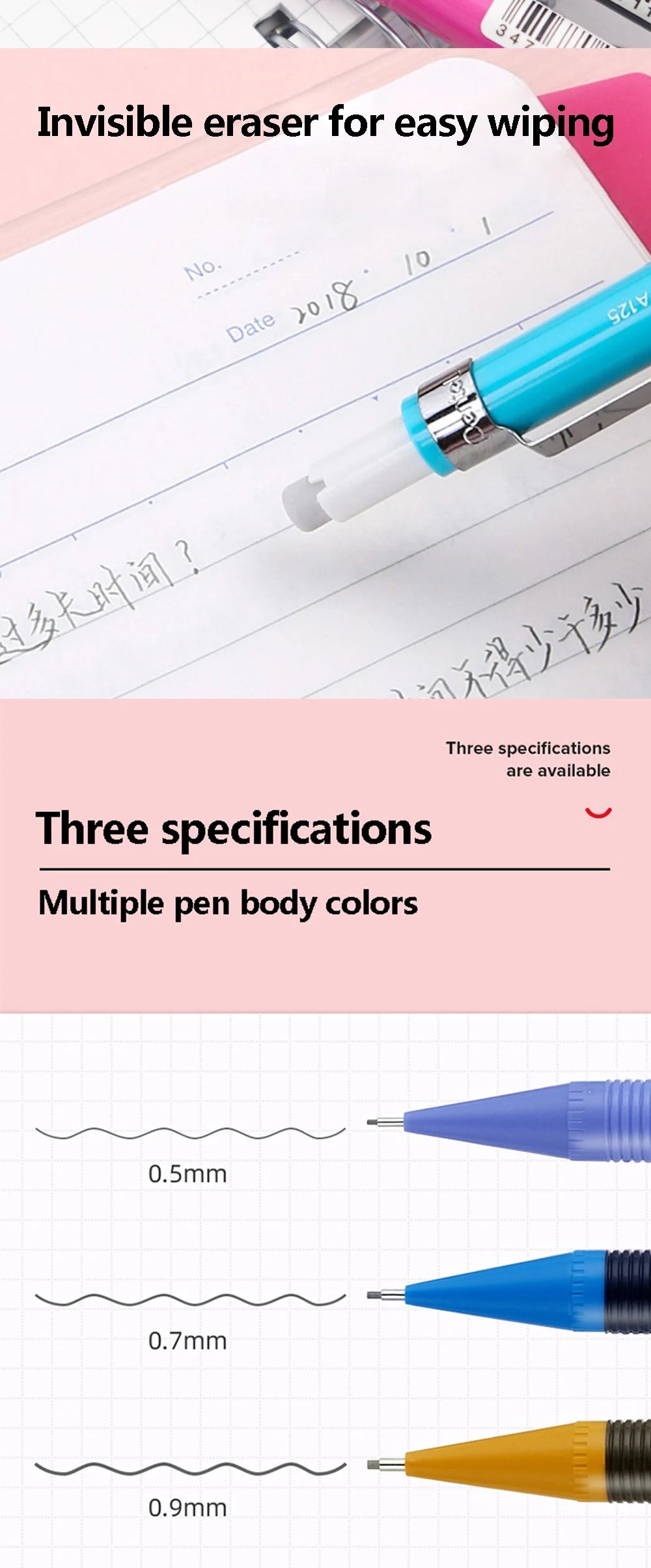 Japan Pentel Mechanical Pencil 0.5/0.7/0.9mm Drawing Office & School Supplies Stationery A125 127 129 School Acsesories School