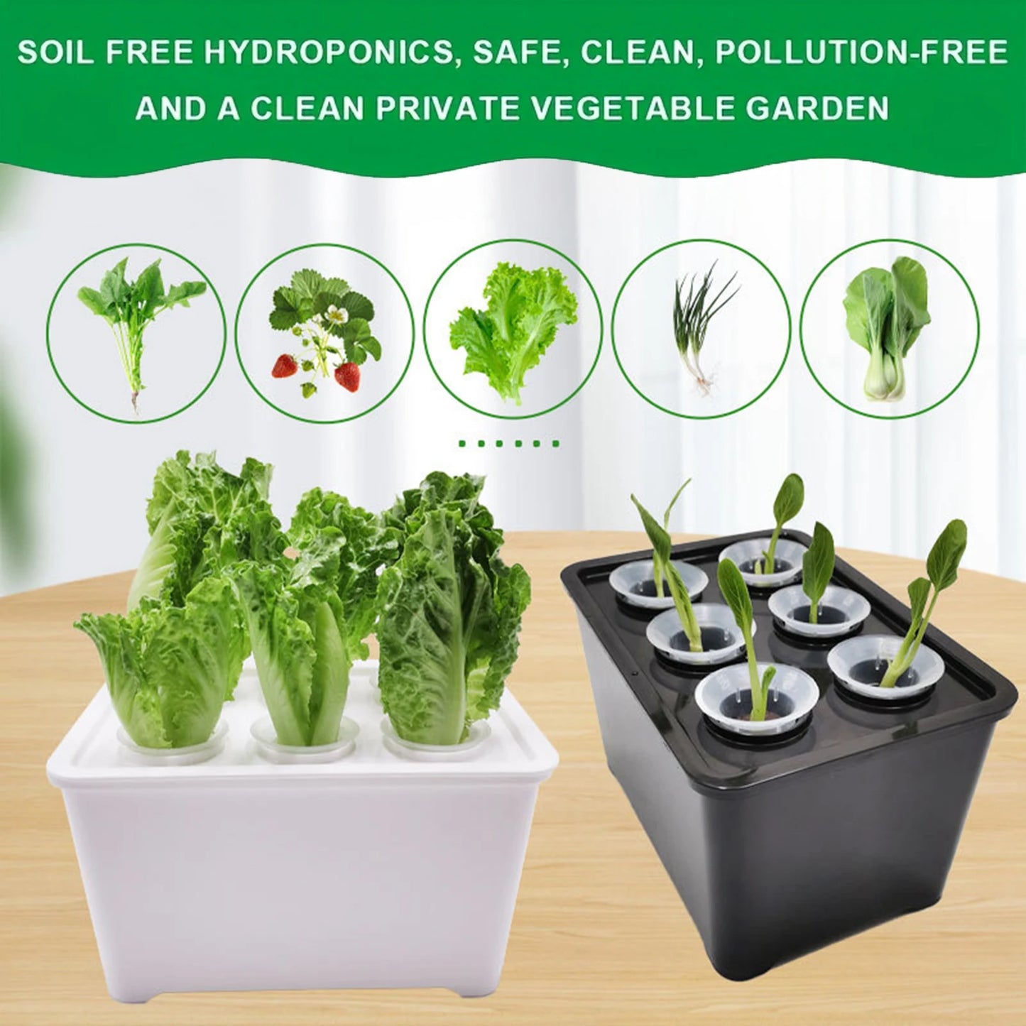 ﻿Hydroponic Grower Box with 6pcs Planting Cup Hydroponic Planting Box for Plants Herb Planting Container Garden Supplies