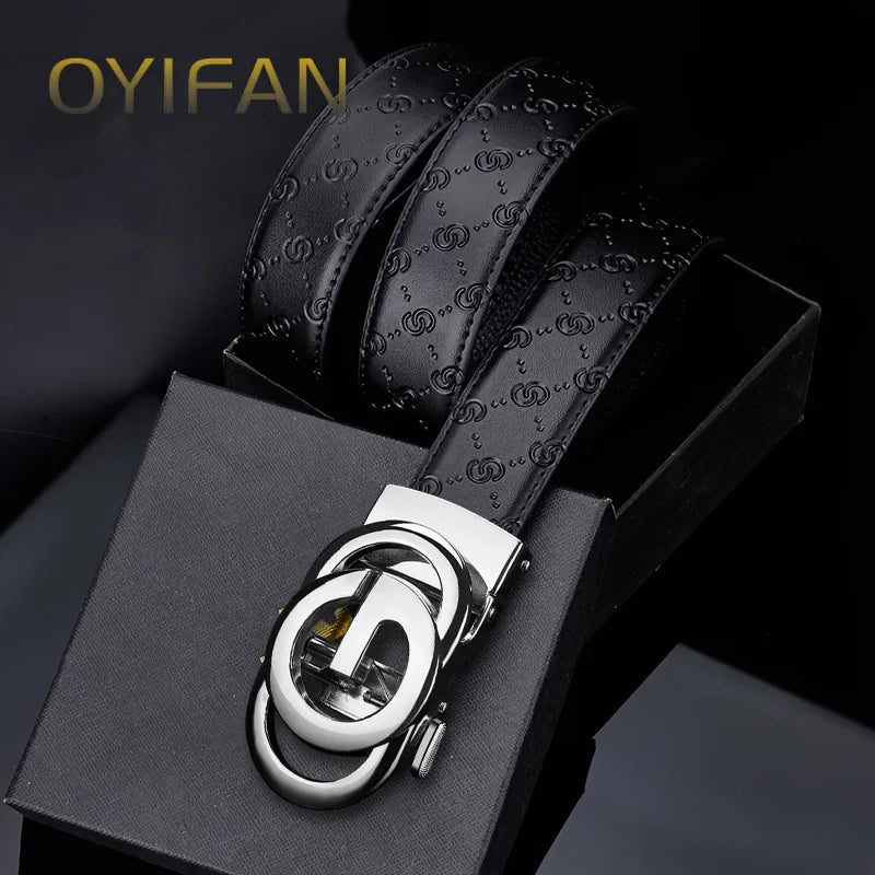 Fashions Men's Belt, Genuine Leather Belt, 3.5cm Automatic Belt with Alloy Buckle, High Quality Belt for Men，luxury belt men