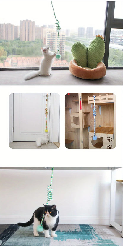 Interactive Cat Hanging  Simulation Cat  Funny Self-hey Interactive  for Kitten Playing Teaser Wand Toy Cat with bell