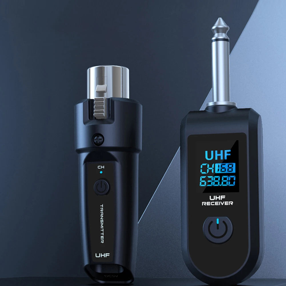 Wireless Microphone Transmitter Receiver System UHF XLR Adapter System for Dynamic Microphone Guitar Audio Mixer PA System