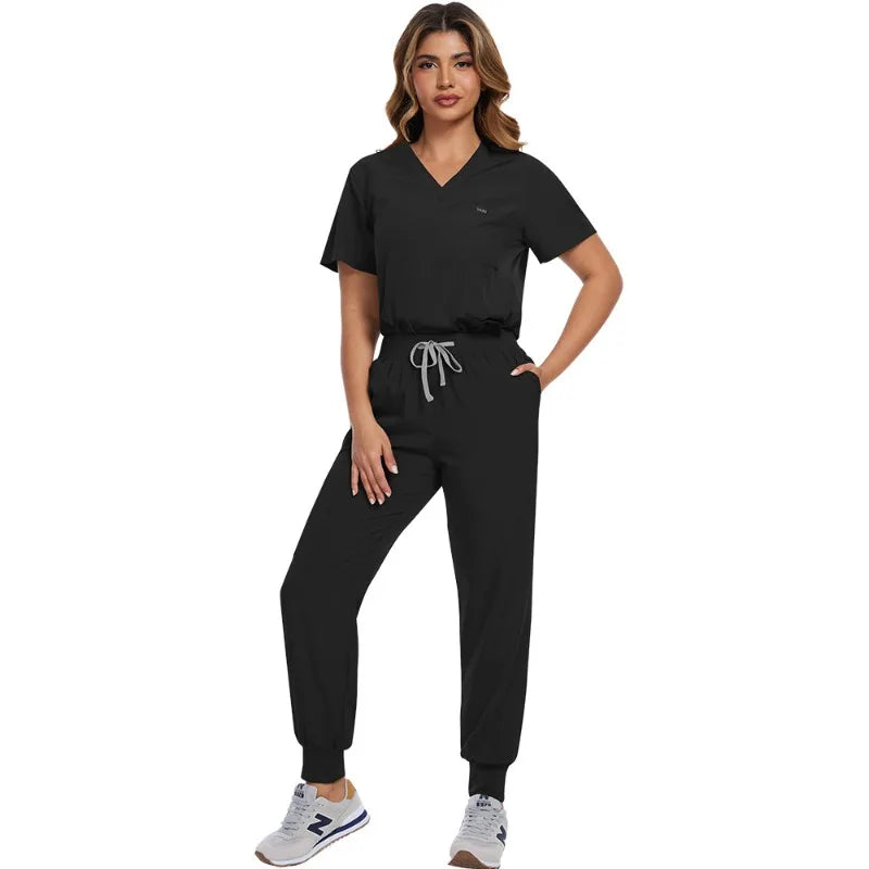 Surgical Scrubs Unisex - Quick-Dry Dental Clinic & ER Workwear Split Set W/Short Sleeve & Anti-Microbial 6 Pockets