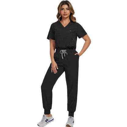 Surgical Scrubs Unisex - Quick-Dry Dental Clinic & ER Workwear Split Set W/Short Sleeve & Anti-Microbial 6 Pockets