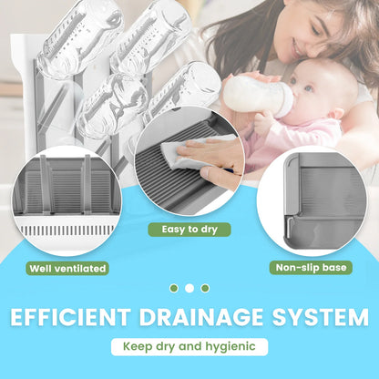 Bottle Dry Rack Baby Bottle Drain Drying Racks PP Baby Bottle Cleaning Dryer Drainer Storage Drying Rack with Bottom Drip Tray