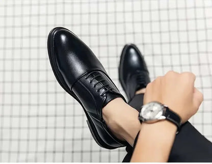 Business Formal Leather Shoes Men's Casual with Suit Low Top Solid Wedding Oxford Shoes Pointed Office Shoes