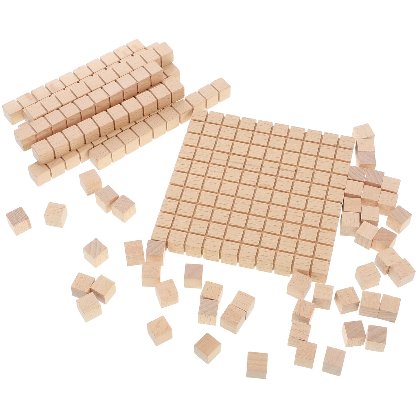 61 Pcs Math Building Blocks Decimal Operation Wood Cubes Manipulatives Counting Blocks Educational Supplies Drafting Supplies