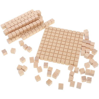61 Pcs Math Building Blocks Decimal Operation Wood Cubes Manipulatives Counting Blocks Educational Supplies Drafting Supplies