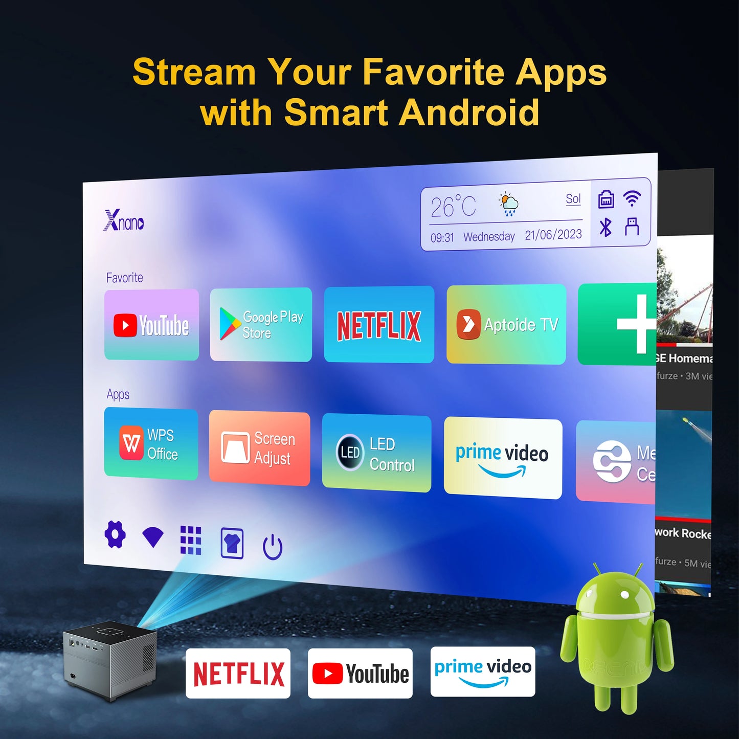 Portable Projector Wifi Bluetooth Led Smart Voice Remote Control Digital Projector Full HD 1080P Projector 4k Game Projectors