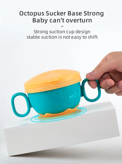 Children Tableware Baby Plastic Snack Bowl High Suction Double Handle Snack Cup Snacks Storage Box Kids Feeding Bowl