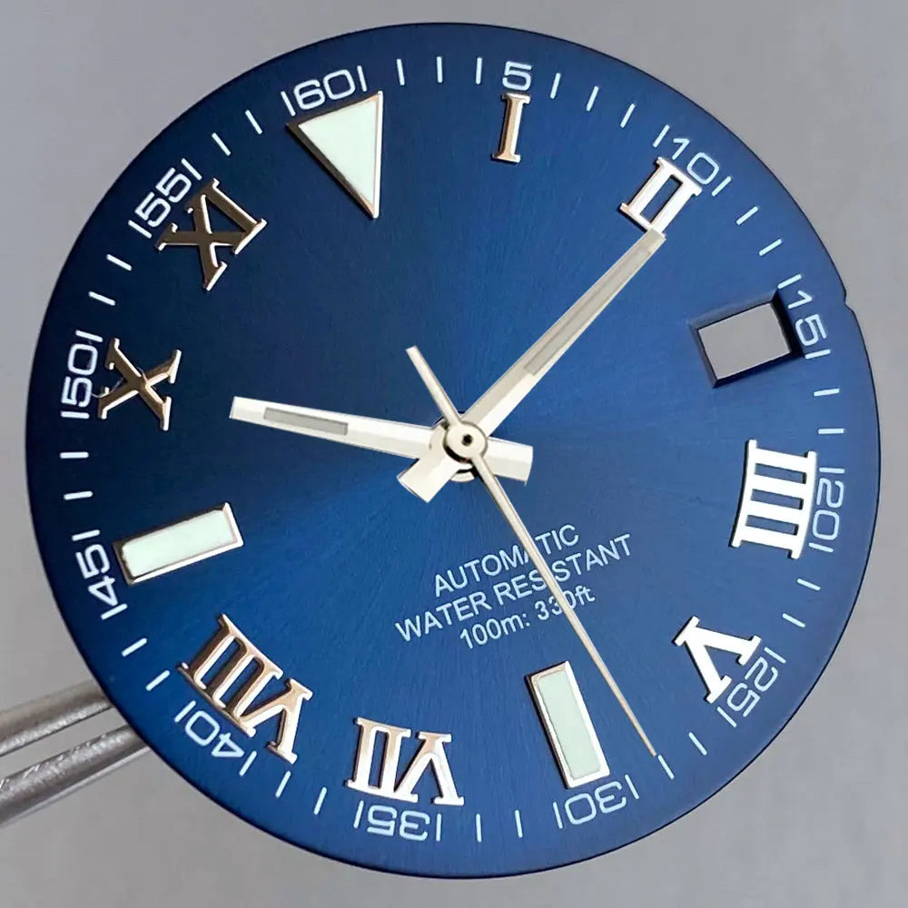 Grey Silver Sunburst 29mm Watch Dial fit NH35 NH35A NH36A Silver/Gold/Rose Gold/Green Roman Numerals Index Hand Set Watch Parts