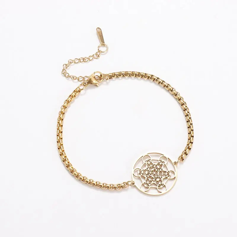 Angel Seal Archangel Metatron Cube Bracelet Women Men Salomon Box Chain Bracelet Stainless Steel Jewelry Gift