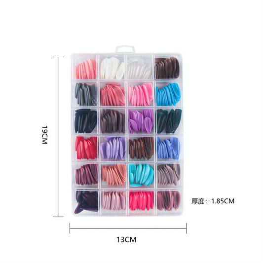 576 Pcs DIY Fake Nail Kits Short Press on Nails 24 Colors False Nail Tips Decorated Nails Stickers Toe Press on Nails