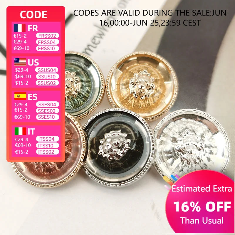 Luxury British Style Premium Metal Buttons for Coats & Fashion Apparel High-Grade Resin-Metal Combination 16/18/21.5mm 6pcs