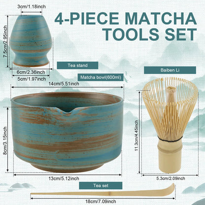 5Pcs Matcha Set Elegant Matcha Tea Set Includes Matcha Bowl Matcha Whisk Holder Bamboo Matcha Whisk and Scoop for Tea Lovers