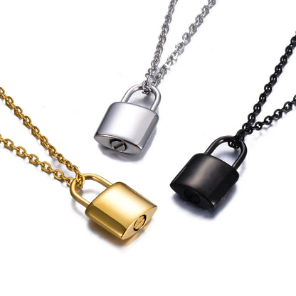 New Style Stainless Steel Small Pad Lock Cremation Ashes Urn Necklace Jewelry Keepsake Pendant Lock Memorial Jewelry