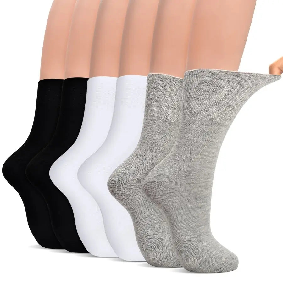 Diabetic Socks For Men Cushioned Sole Crew Loose Fit Non-Binding Socks Women ,6 Pairs