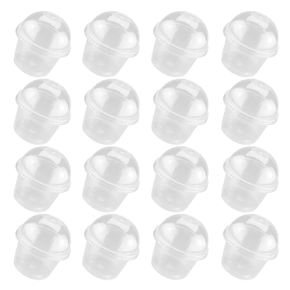 50pcs 250ml Disposable Salad Cup Dessert Cups with Lids Disposable Pudding Plastic Cups for Soup Sundaes Ice Cream