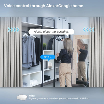 MOES WiFi/Zigbee Smart Curtain Motor Electric Curtain Opener Super Silent For Curtain Track Remote Control Compatible with Alexa