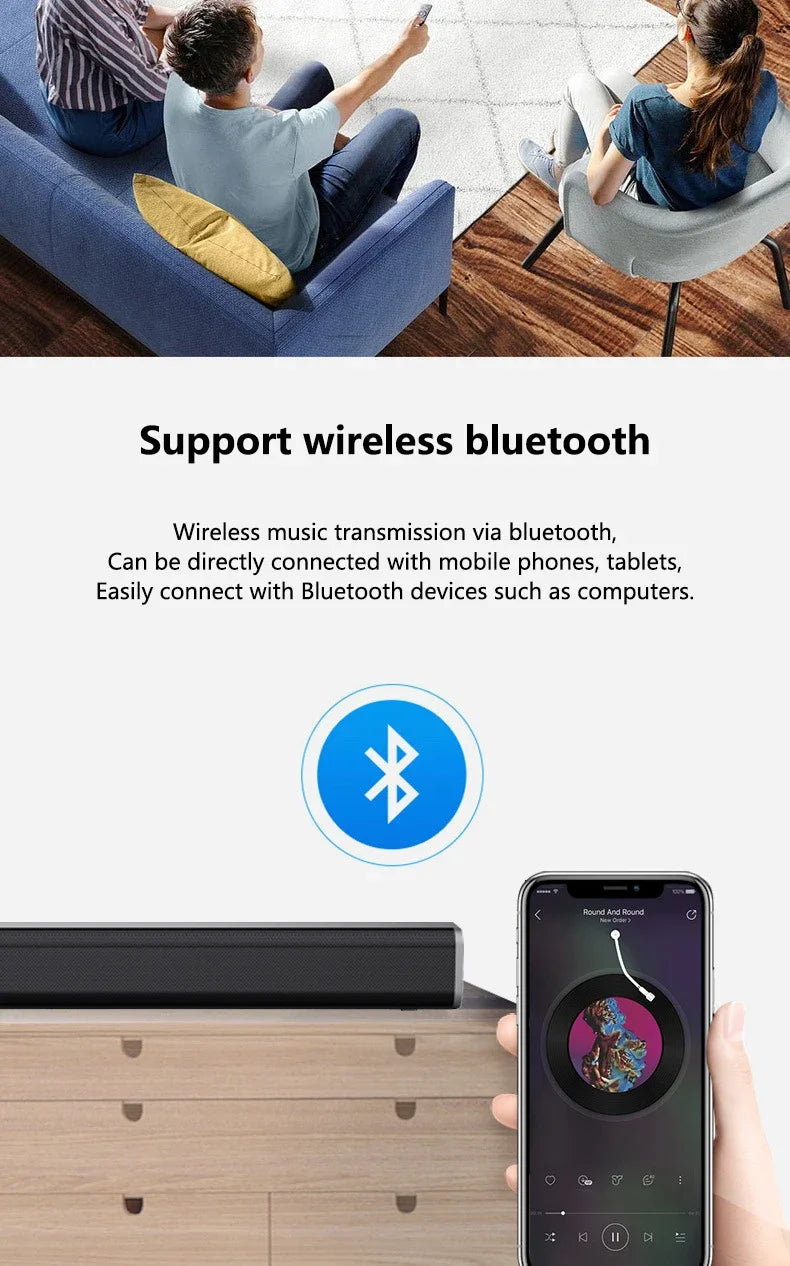 6D surround sound home theater speaker system mobile phone bass wireless Bluetooth speaker long TV soundbar speaker TF/AUX/USB