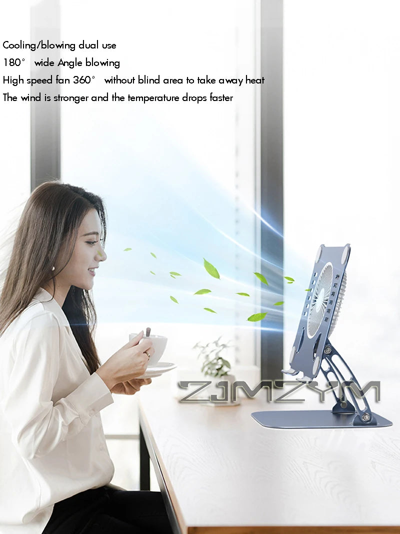Aluminum Laptop Stand with Cooling Fan Ergonomic Notebook Foldable Cooler Laptop  Adjustable Aluminum Laptop Stand