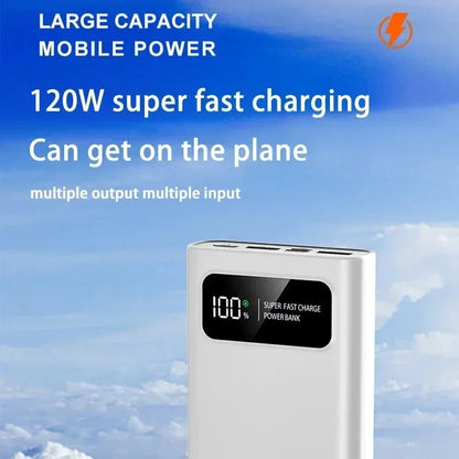New 120W Super Fast Charging Power Bank With LED Digital Display 200000mAh Large Capacity External Battery Portable For phones